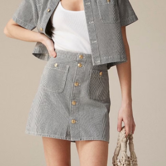 J. Crew Dresses & Skirts - NWT ** J.Crew Blue/ Ivory Striped denim mini skirt SZ 26